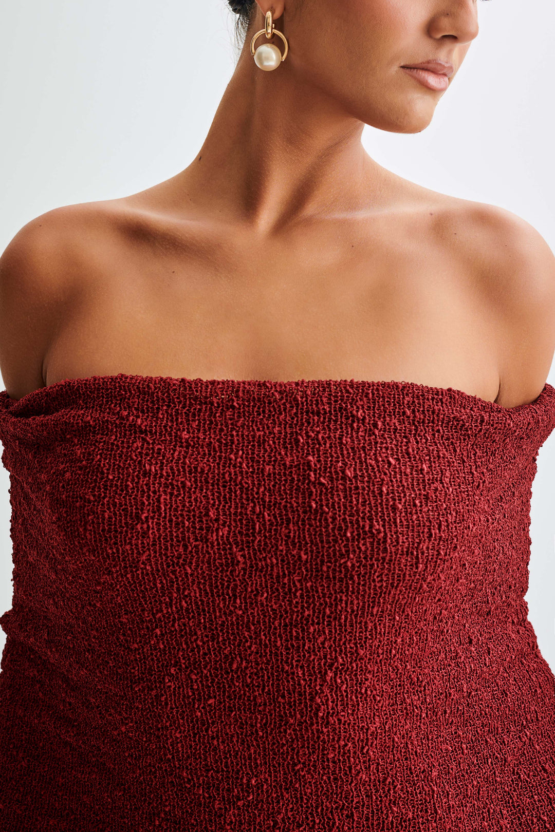 MELISSA- Off Shoulder Boucle Maxi Dress